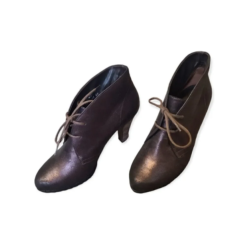 Paul Green Brown Metallic Ankle Bootie Size 5.5